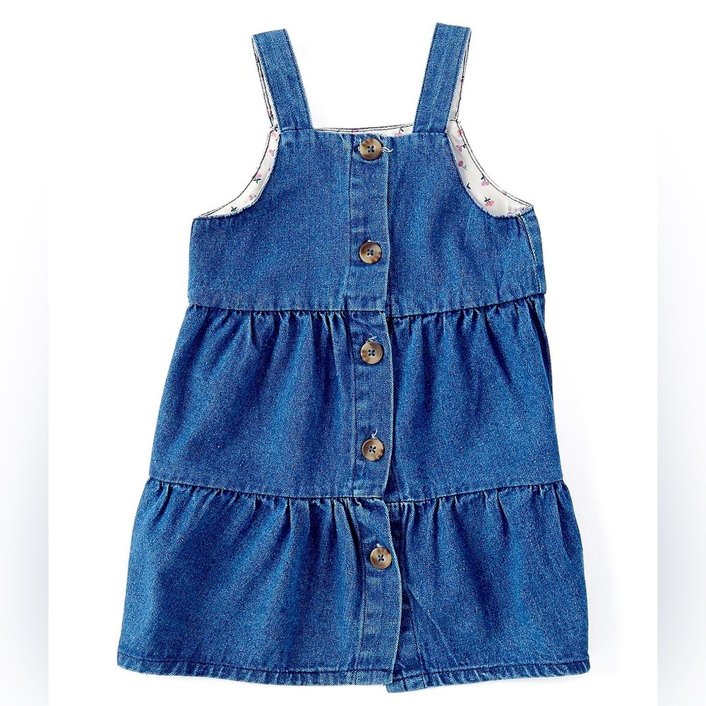 Chelsea & Violet Baby Girl Button Front Tiered Denim Jumper Dress